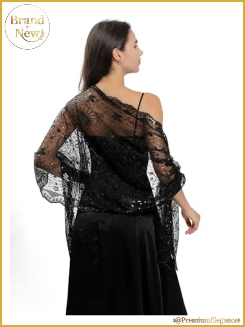 Sequin Deco Wedding Scarf Shawl Wrap for Bride Evening Party Dress